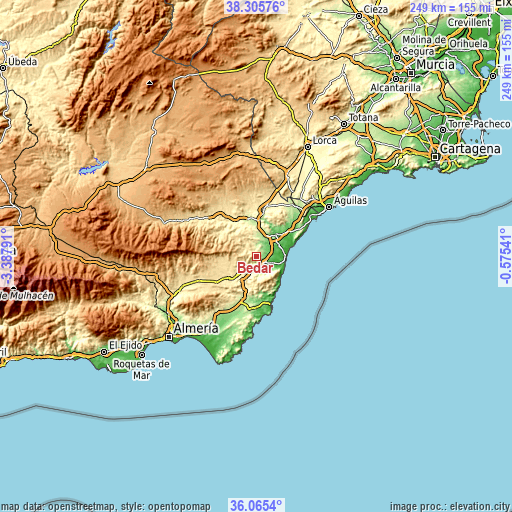 Topographic map of Bédar