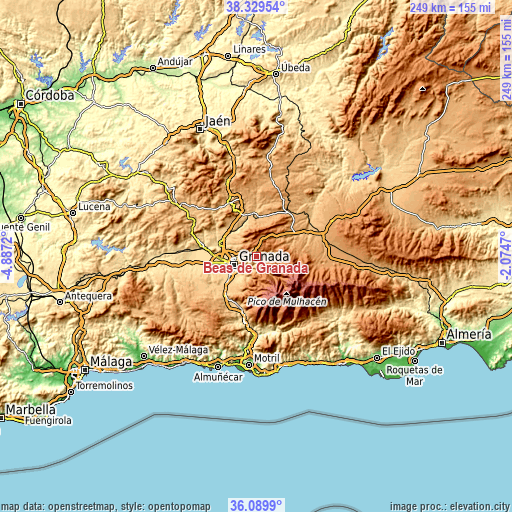 Topographic map of Beas de Granada