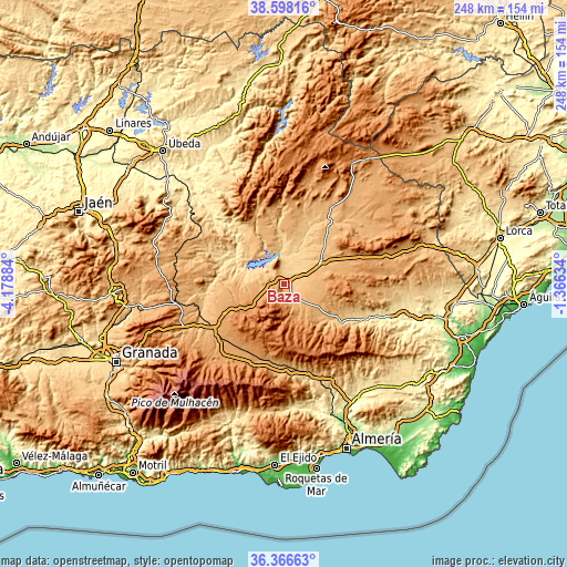 Topographic map of Baza