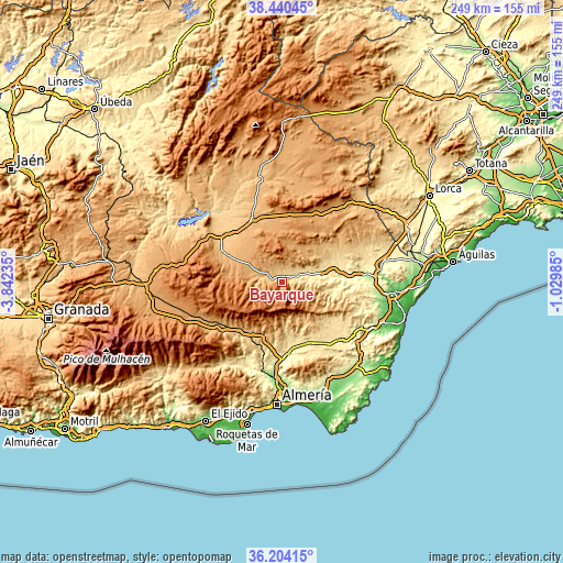 Topographic map of Bayarque