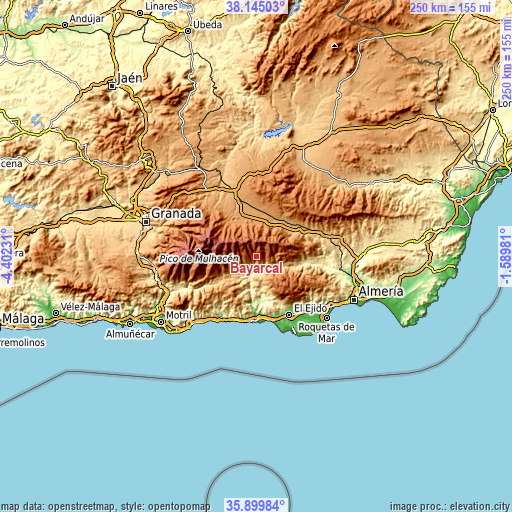 Topographic map of Bayárcal