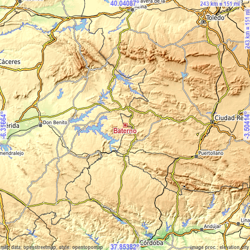 Topographic map of Baterno