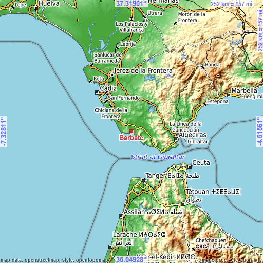 Topographic map of Barbate