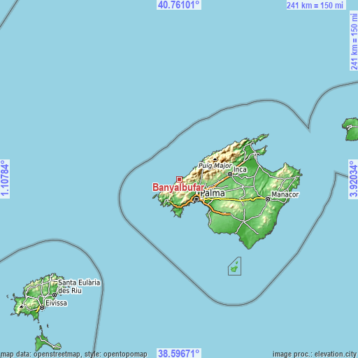 Topographic map of Banyalbufar