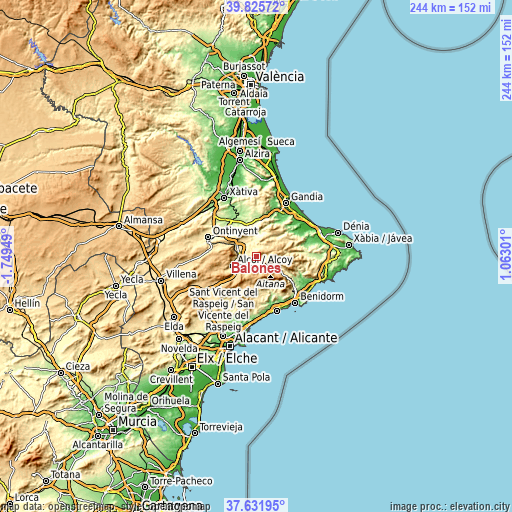 Topographic map of Balones