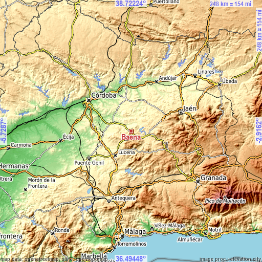 Topographic map of Baena