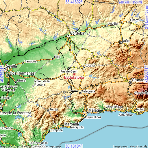 Topographic map of Badolatosa