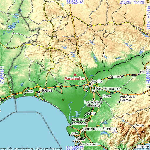 Topographic map of Aznalcóllar