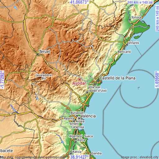 Topographic map of Ayódar