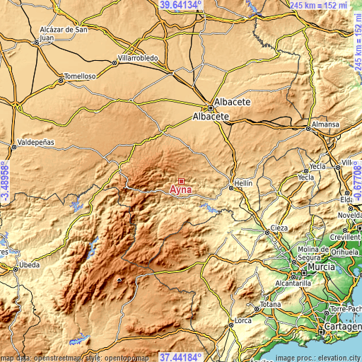 Topographic map of Ayna