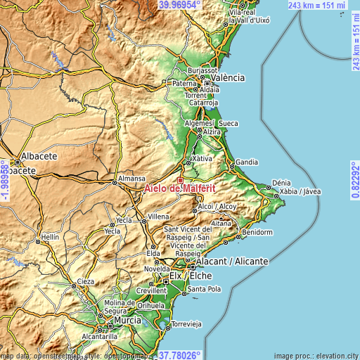 Topographic map of Aielo de Malferit