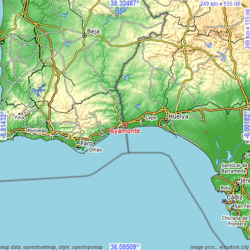 Topographic map of Ayamonte