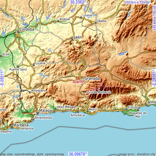 Topographic map of Atarfe