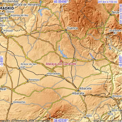 Topographic map of Atalaya del Cañavate