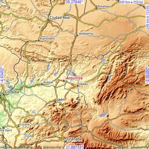 Topographic map of Arquillos