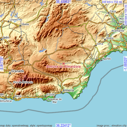 Topographic map of Armuña de Almanzora