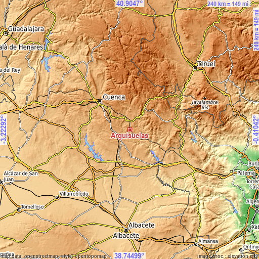 Topographic map of Arguisuelas