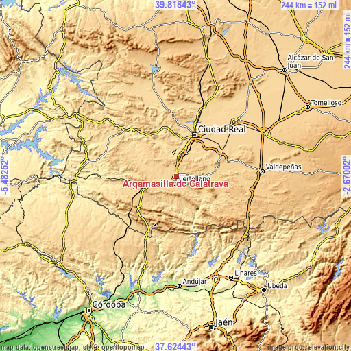 Topographic map of Argamasilla de Calatrava