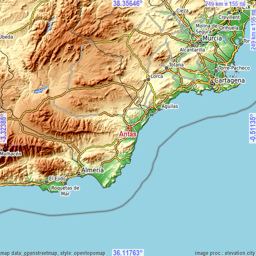 Topographic map of Antas