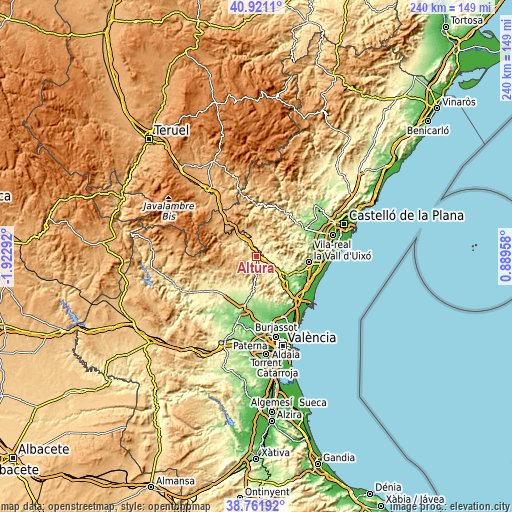 Topographic map of Altura