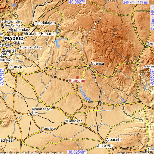 Topographic map of Altarejos