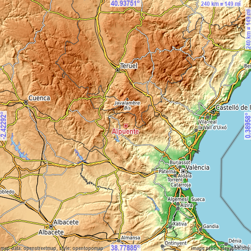 Topographic map of Alpuente