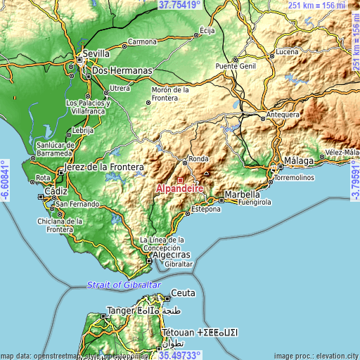 Topographic map of Alpandeire