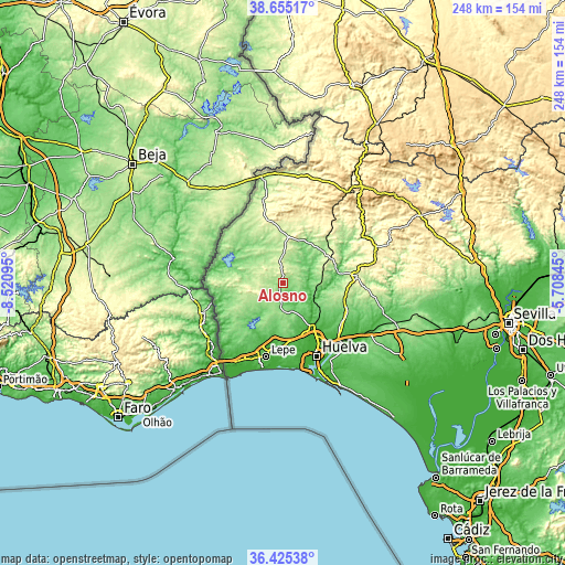 Topographic map of Alosno