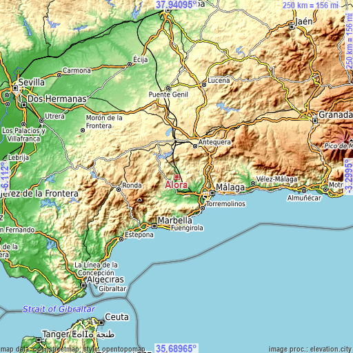 Topographic map of Alora
