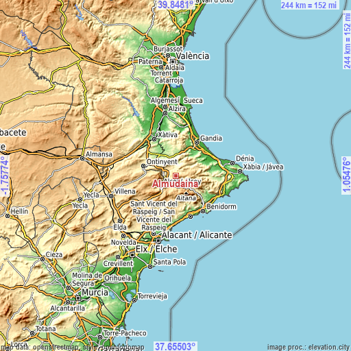 Topographic map of Almudaina