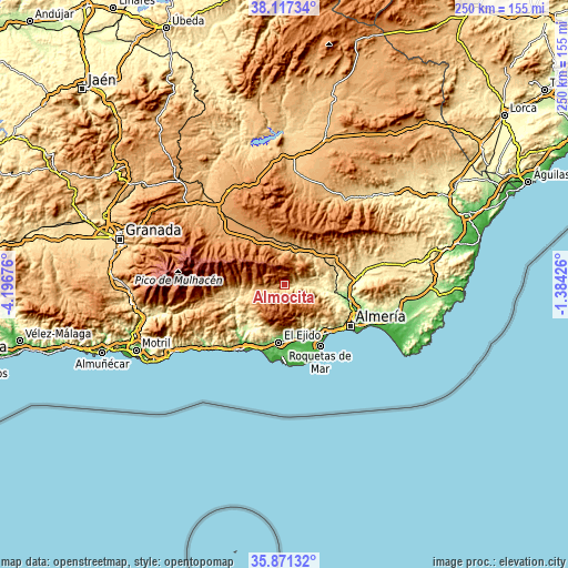Topographic map of Almócita