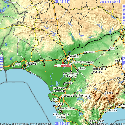 Topographic map of Almensilla
