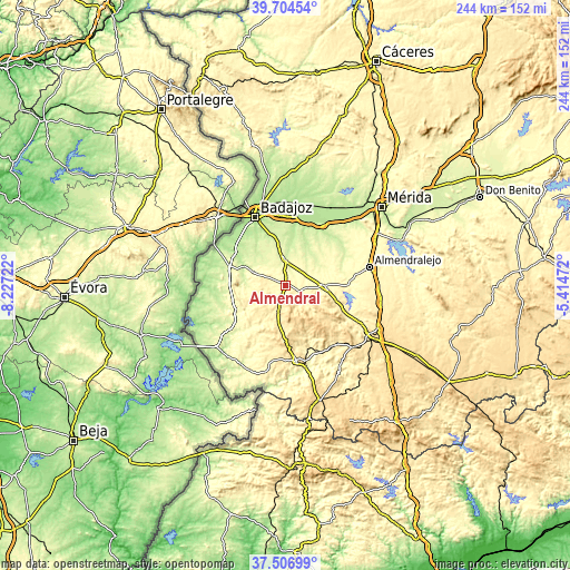 Topographic map of Almendral