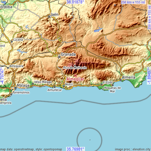 Topographic map of Almegíjar