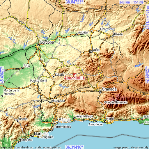 Topographic map of Almedinilla