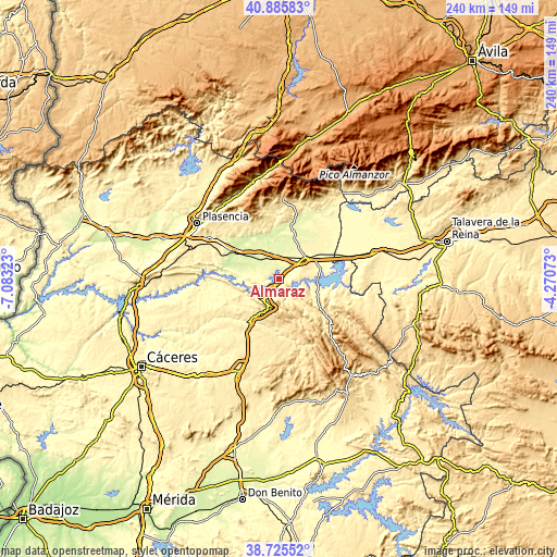 Topographic map of Almaraz