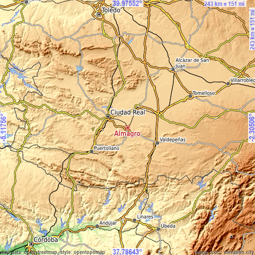 Topographic map of Almagro