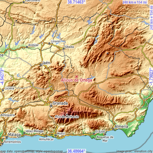 Topographic map of Alicún de Ortega