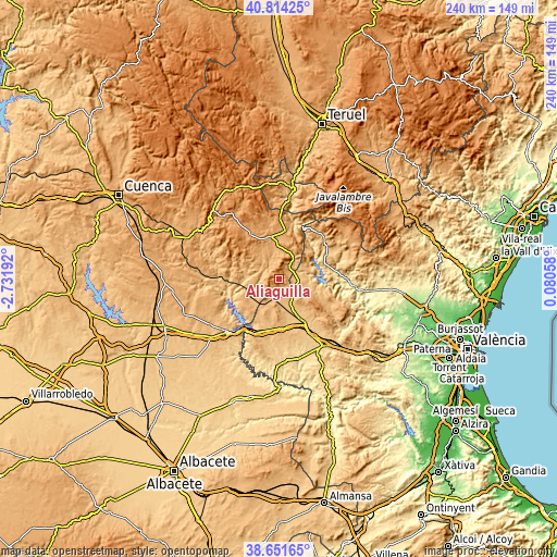 Topographic map of Aliaguilla