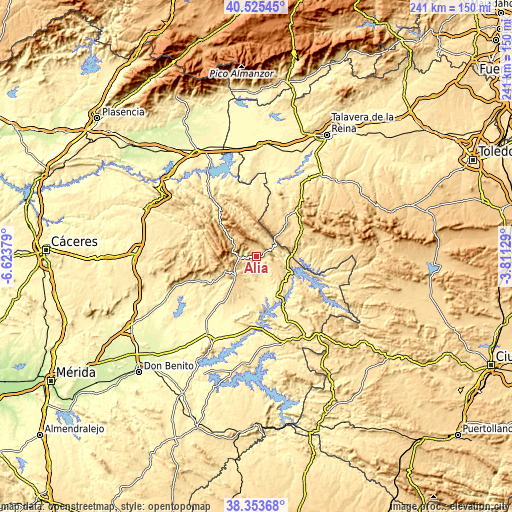 Topographic map of Alía