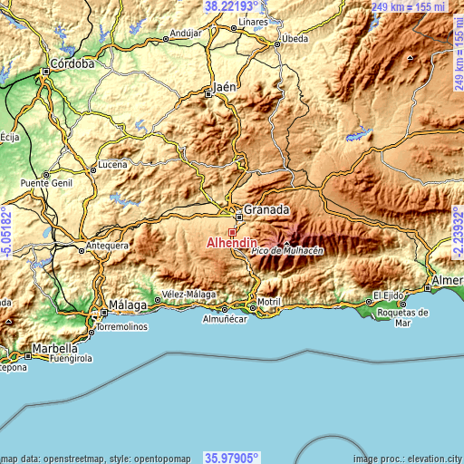 Topographic map of Alhendín