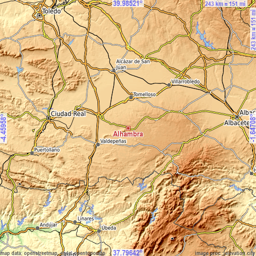 Topographic map of Alhambra