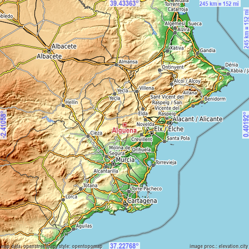 Topographic map of Algueña