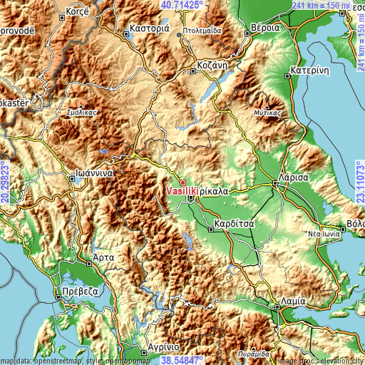 Topographic map of Vasilikí