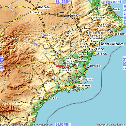 Topographic map of Alguazas