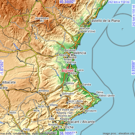 Topographic map of Alginet