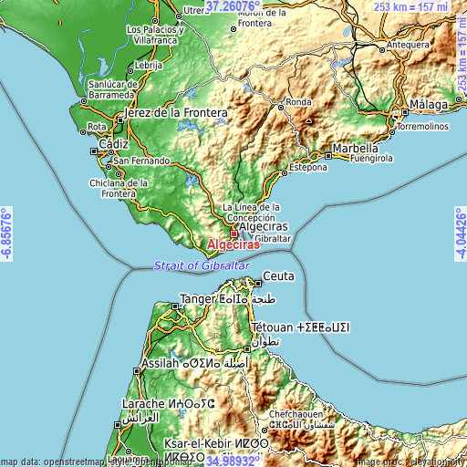 Topographic map of Algeciras