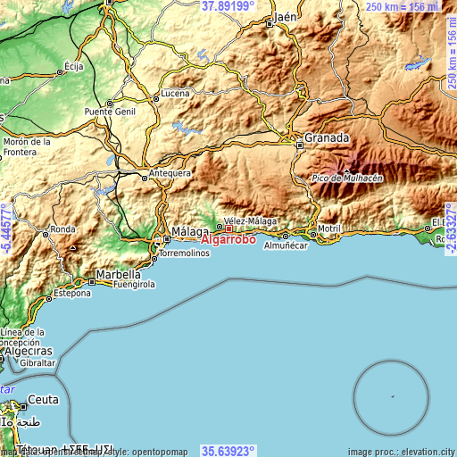 Topographic map of Algarrobo
