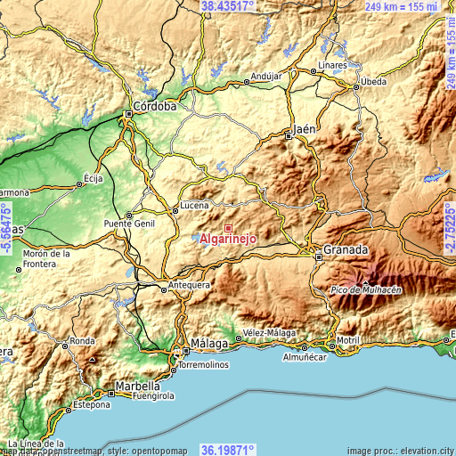 Topographic map of Algarinejo