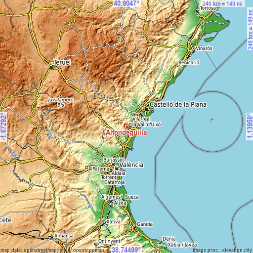 Topographic map of Alfondeguilla